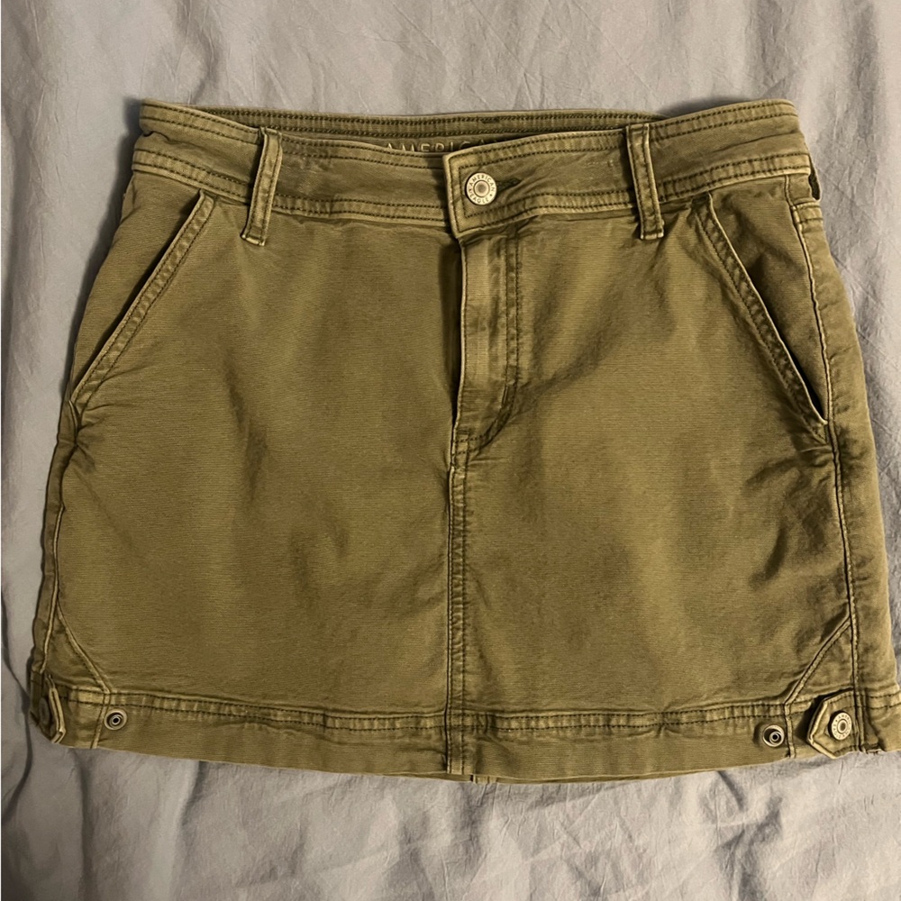 American Eagle Outfitters Khaki-Green Stretch Mini Skirt - Picture 1 of 5